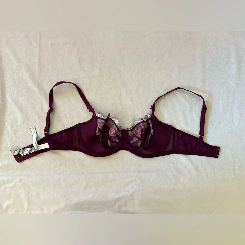 Victoria’s Secret Dream Angels Lightly-Lined Floral Embroidery Demi Bra, 34D - Picture 12 of 16